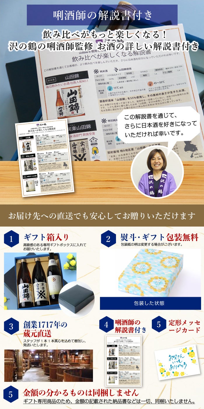 沢の鶴]父の日 山田錦ギフトセット 720ml 3本セット ｜日本酒通販は沢